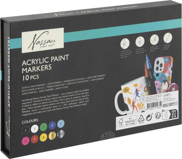 Immagine prodotto Grafix Nassau - Set di pennarelli acrilici, 10 pezzi (AR0143/GE) (7500 mm, 10 x)