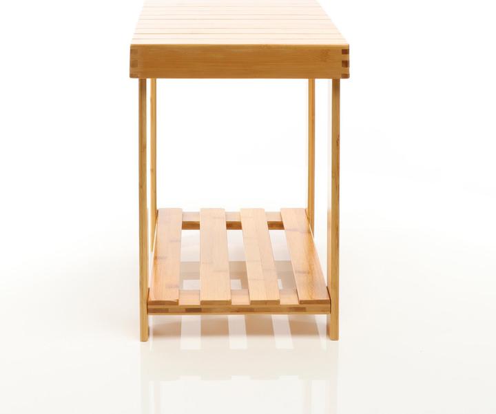 Actual product image Toboli Seat Stool 440x280x408mm Bamboo Side Table End Table Wooden Bath Stool w/Shelf Natural Design