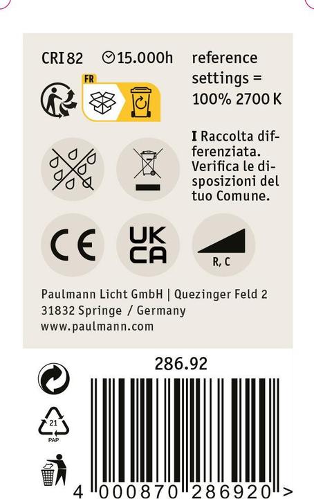 Actual product image Paulmann Drop (E27, 4.80 W, 470 lm, 1 x, F)