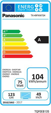 Energy Label Panasonic Tx-49fxw725 (49", LCD, 4K, 2018)