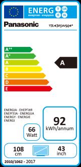 Energy Label Panasonic Tx-43fsw504s (43", LCD, Full HD, 2018)