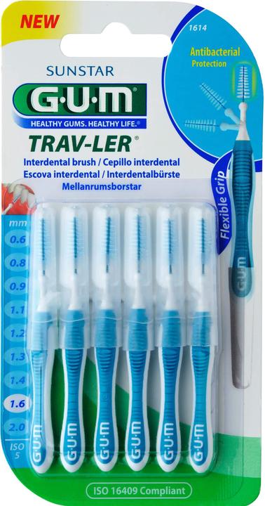 GUM SUNSTAR Trav-Ler ISO-Norm 5 1.6mm conic blau (6 x)