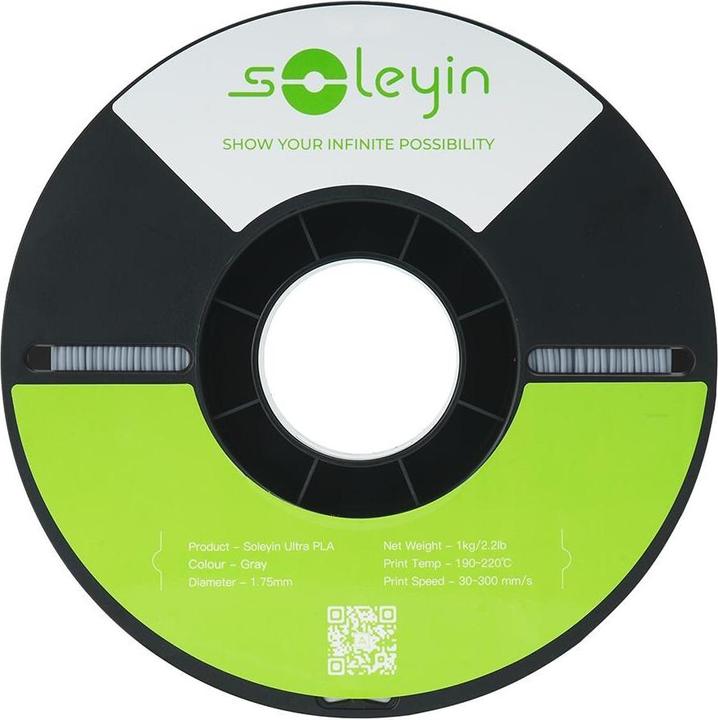 Image du produit Creality Filament Soleyin Ultra-PLA Grau 1.75 mm 1.29 kg (PLA, 1.75 mm, 1290 g, Gris)