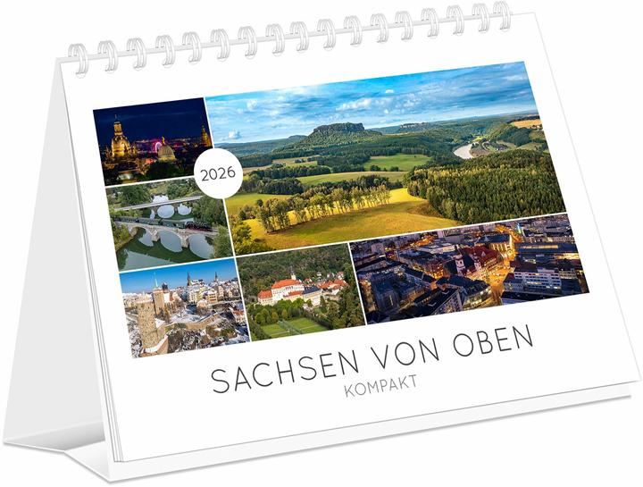 Image du produit Kalender Sachsen von oben kompakt 2026 (21 x 15 cm, Non contraignant, Allemand)