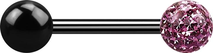 Immagine prodotto Star Piercing Barbell schwarz mit Kugel und Kristallkugel hellviolett Epoxy Schutzschicht (senza ottone, Titanio G23)