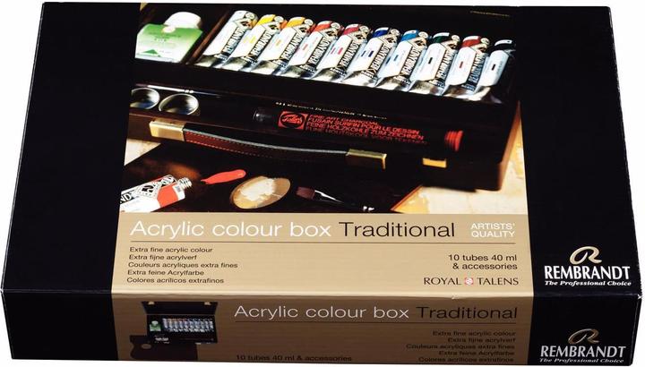 Produktbild Rembrandt Acrylfarbe Traditional 40 ml, Mehrfarbig (Schwarz, Blau, Braun, Rot, Gelb, Neonorange, Dunkelgrün, Dunkelbraun, Dunkelblau, 40000 ml)