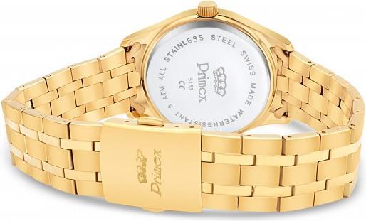 Actual product image Primex Montre Swiss Made - Bracelet Metal Dore - Cadran Dore - Etanche 50 M (210 mm)