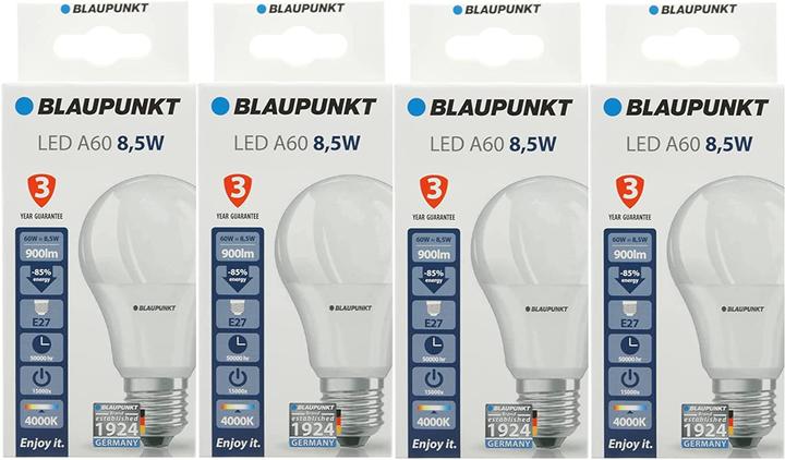Produktbild Blaupunkt LED E27 Glühbirne - 6W - Neutralweiss 4000K - Led Lampen - 4-er Pack (E27, 6 W, 600 lm, 4 x, F)