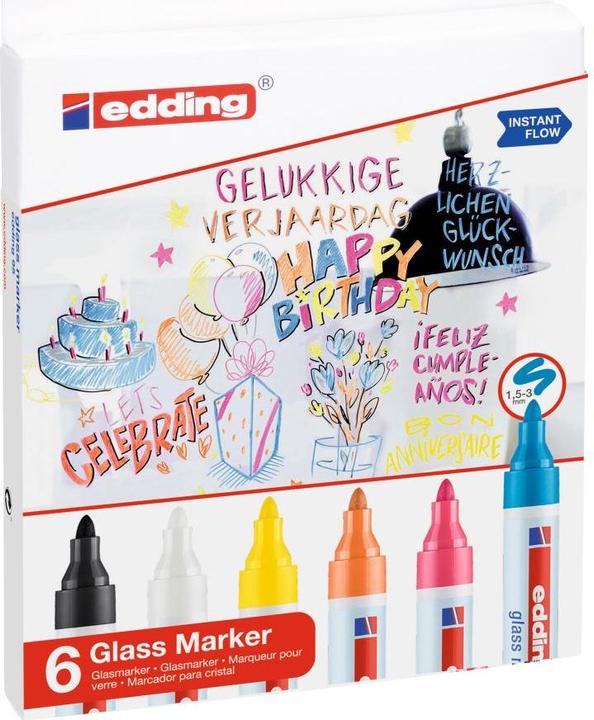Actual product image Edding Glassboard brand (Multicoloured, 3 mm, 6 x)