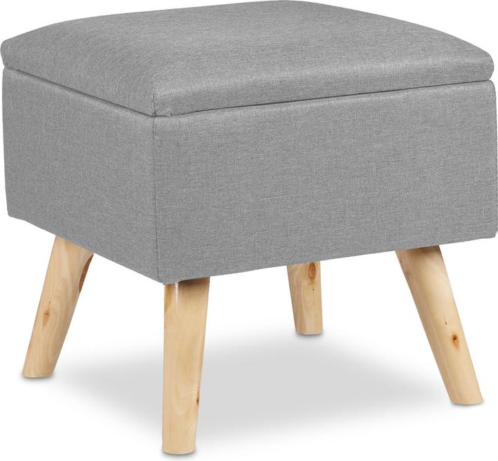 Actual product image Relaxdays Storage Ottoman, Faux Linen Cover