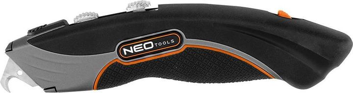 Actual product image Neo Knife with trapezoid and hook blade, metal housing with 6 blades