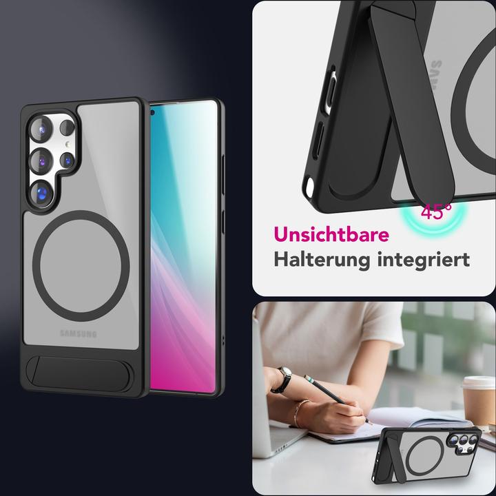 Immagine prodotto Nalia Triton - Durchsichtige Standfuss Hülle mit MagSafe Ring - Kickstand Hardcover (Samsung Galaxy S25 Ultra)