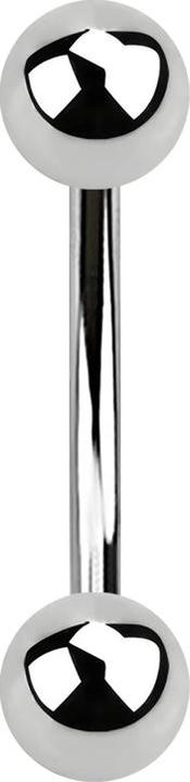 Star Piercing Banane silber mit zwei Kugeln (ohne Messing, Chirurgenstahl 316L)