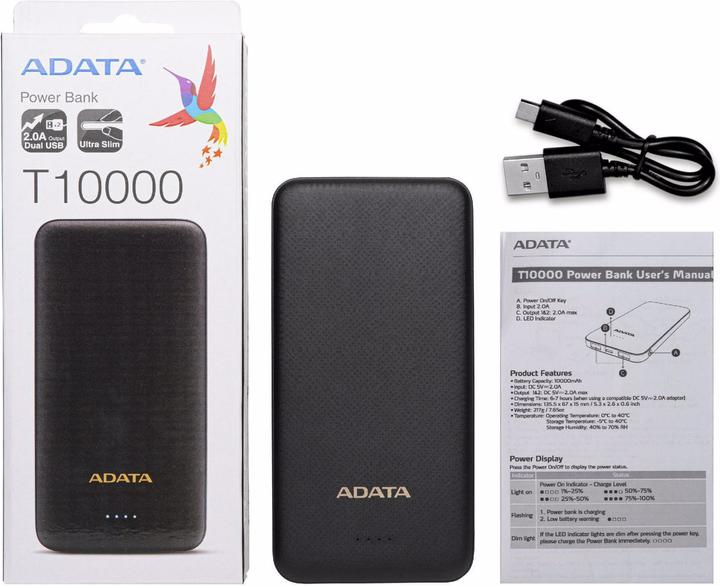 Actual product image Adata T10000 (10000 mAh, 10 W, 37 Wh)