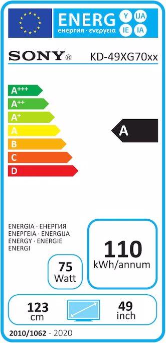 Energie-Label Sony KD49XG7005 (49", LCD, 4K, 2019)