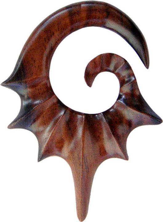 Produktbild Star Piercing Ohrgewicht Spirale Fledermausflügel aus Narra Holz (ohne Messing, Organisch)