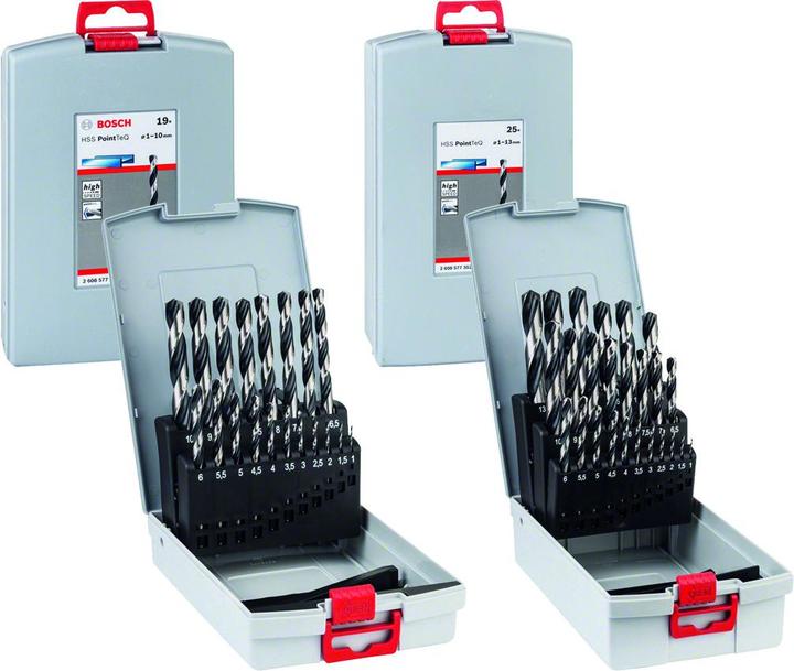 Actual product image Bosch Professional Zubehör HSS twist drill PointTeQ Set (1 mm, 1.5 mm, 2 mm, 2.5 mm, 3 mm, 3.5 mm, 4 mm, 4.5 mm, 5 mm, 5.5 mm, 6 mm, 6.5 mm, 7 mm, 7.5 mm, 8 mm, 8.5 mm, 9 mm, 9.5 mm, 10 mm)