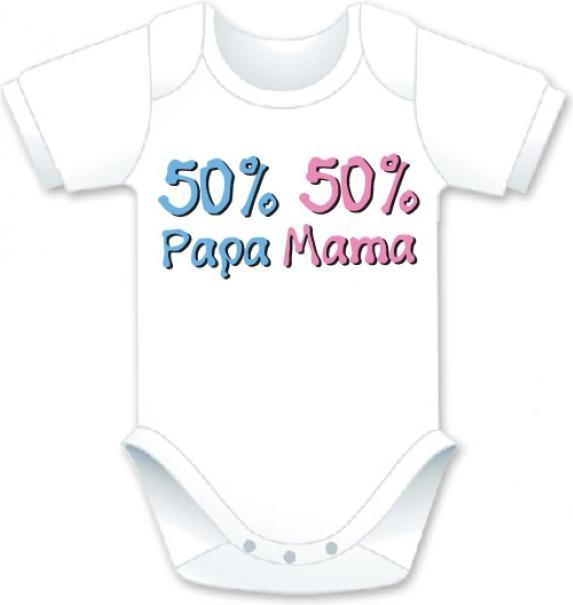 CreaDiva Babybody Kurzarm - 50% Papa, 50% Mama (68)