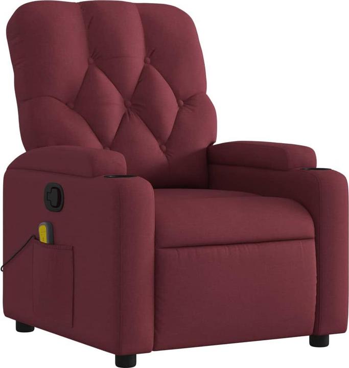 Actual product image VidaXL Massage chair wine red fabric,Colour: Wine red,Material: Fabric