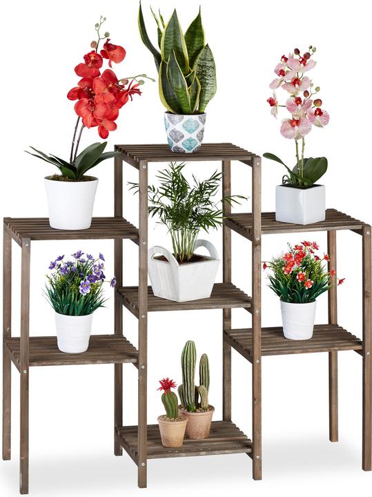 Actual product image Relaxdays Brown Wooden Flower Rack
