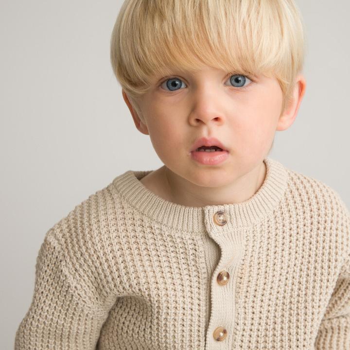 La Redoute Collections Pullover mit Rundhals und Knopfleiste