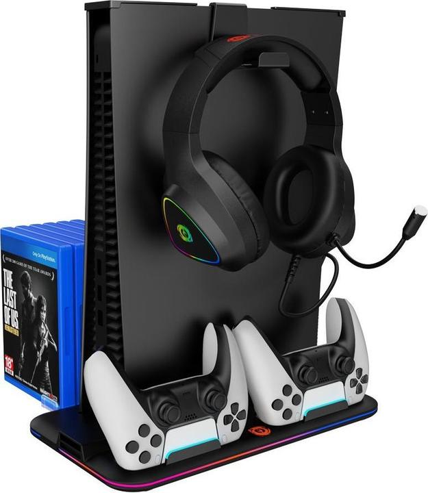 Actual product image Canyon CS-5, PS5 Charger stand, with RGB light,, with + cable, 475±, Juodas (PS5)