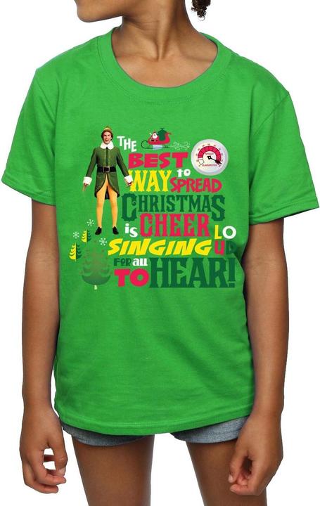 Actual product image Elf Girls Christmas Cheer Cotton T-Shirt (152, 158)