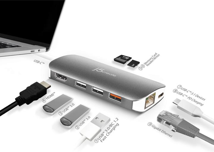 Actual product image j5Create JCD383 (USB-C, 5 Ports)