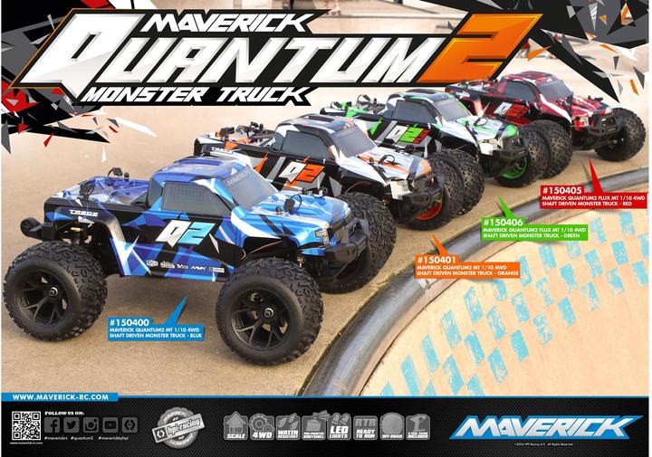Actual product image Maverick Quantum2 MT Flux 1/10th Monster Truck - Green (ARR Almost Ready to Run)