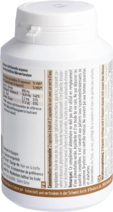 Valori nutrizionali e ingredienti B'Onaturis Olio di crusca di riso (120 Pezzo/i, Pillole, 178 g)