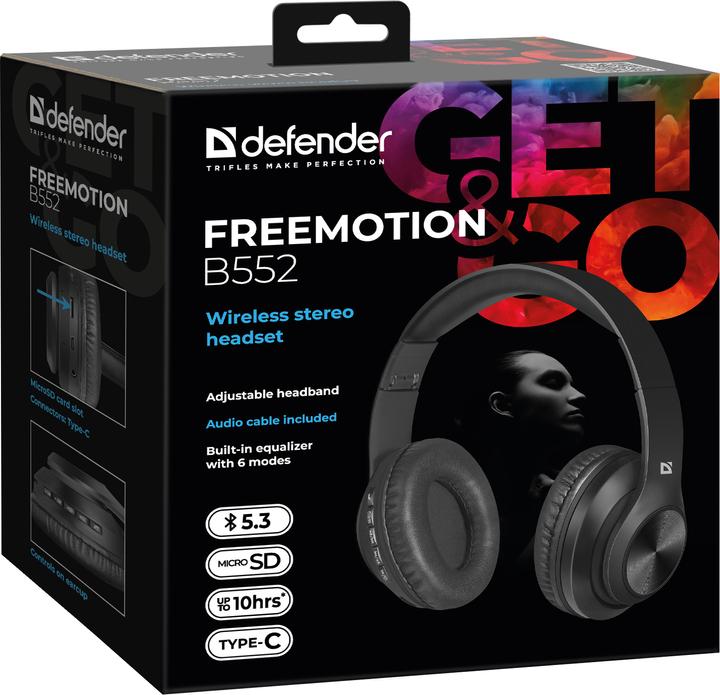 Immagine prodotto Defender Cuffie intrauricolari Bluetooth con microfono FREEMOTION B552 nero (NC, 4 h, Senza fili)