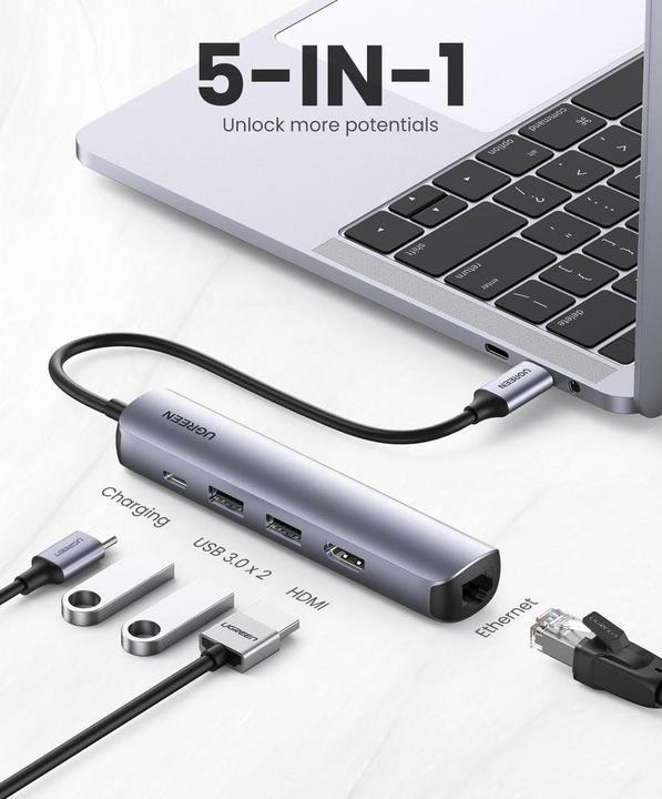 Produktbild Ugreen USB-C zu 2x USB-A (USB-C, 5 Ports)