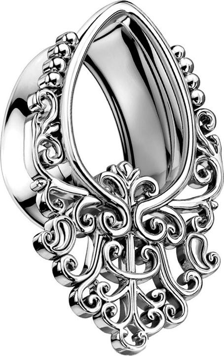 Produktbild Star Piercing Flared Tunnel silber Tropfen mit filigranem Muster (Chirurgenstahl 316L, Messing)