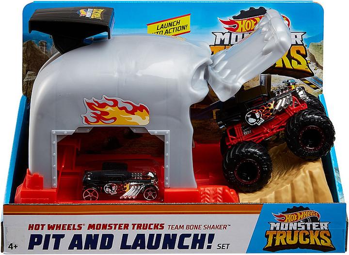 Actual product image Hot Wheels Monster Trucks Pit and Launch Bone Shaker Play Set