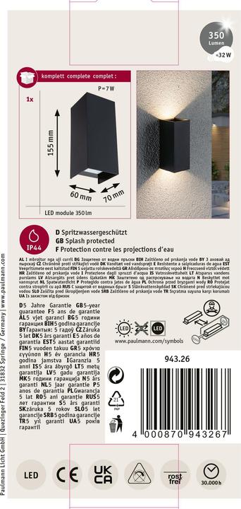 Actual product image Paulmann Flame (390 lm, IP44)