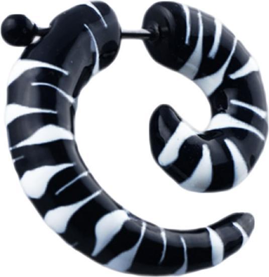 Image du produit Star Piercing Fausse spirale noire avec zébrures blanches (sans laiton, Silicone)