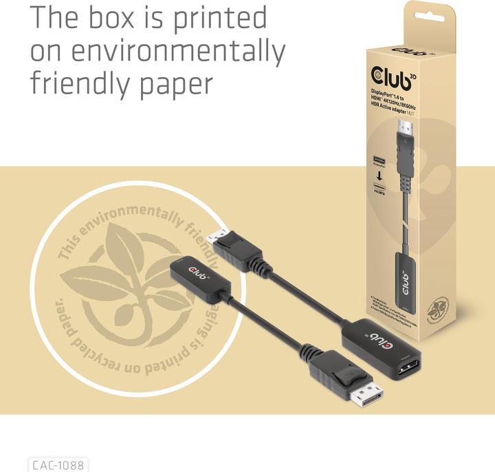 Actual product image Club 3D DisplayPort to (HDMI, 4.90 cm)