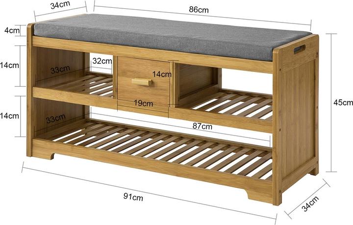 Produktbild SoBuy Sitzbank mit Sitzfläche (91 cm)