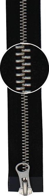 Image du produit YKK Fermeture éclair métal argent 2 voies séparable 5mm 45cm 580 noir (Divisible, 45 cm)