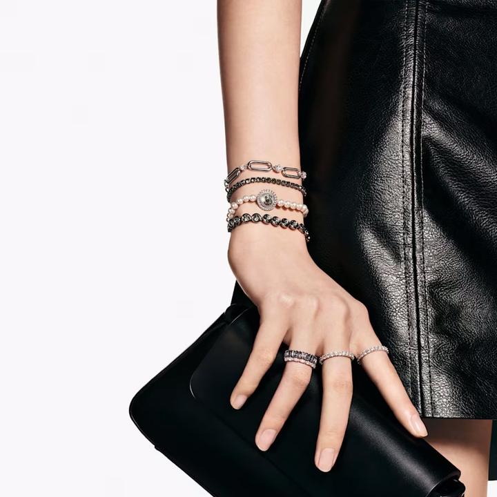 Produktbild Swarovski Imber Tennis Armband Rundschliff Schwarz (20 cm, Swarovski Metall)