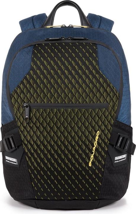 Piquadro Laptoprucksack mit zwei Fächer und Diebstahlsicherung Blau/Gelb (19.50 l)