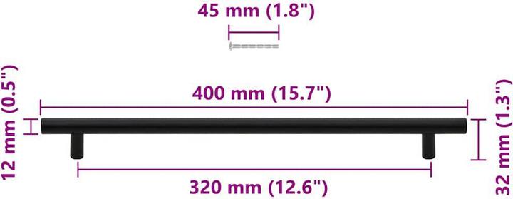 Produktbild VidaXL Möbelgriffe 5 Stk. Schwarz 320 mm Edelstahl,Farbe