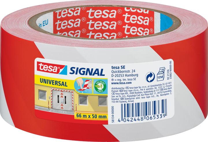 Produktbild tesa UNIVERSAL Signal Markierungsband, selbstklebendes PP Warnband zur permanenten Markierung (50 mm)