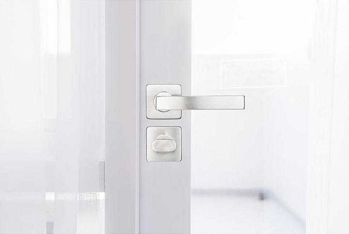 Immagine prodotto AGT Porta in acciaio inox per bagno e WC, 2 maniglie e rosette, angolare (Set di porte)