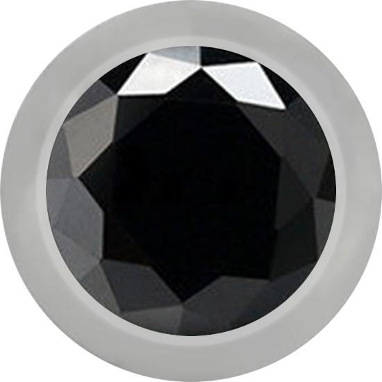 Produktbild Star Piercing Kugel silber mit Kristall schwarz (Titan G23, Chirurgenstahl 316L, ohne Messing)