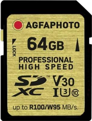 Produktbild AGFAPHOTO SDXC UHS I U3 V30 64GB Professional High Speed (64 GB, SDXC, U3, UHS-I)