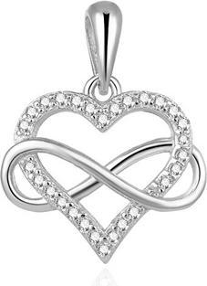 Beneto Romantic silver pendant with zircons Infinite love AGH542L (L)
