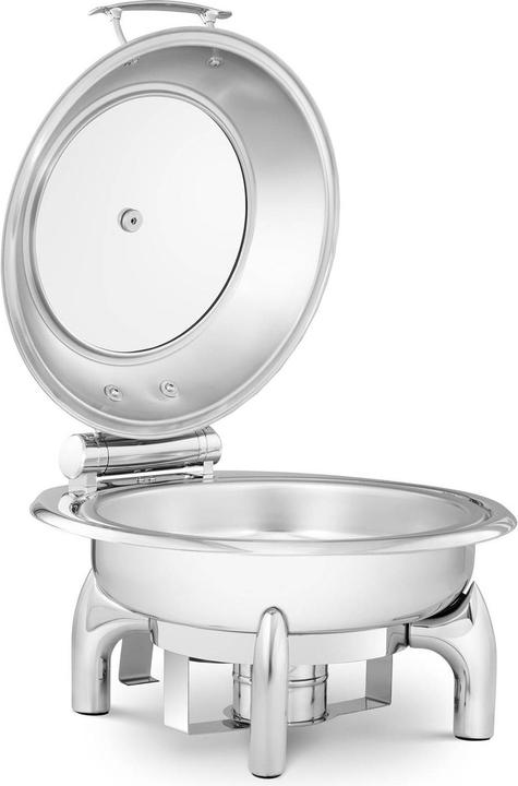 Royal Catering Chafing Dish Warmhaltebehälter rund mit Sichtfenster 5,5 L 1 Brennstoffzelle