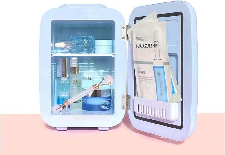 Actual product image Flamingueo Vintage Draagbare Koelkast - Small Koelkast 4L, Mini Cosmetische / make-up Koelkast 12V/220V voor K