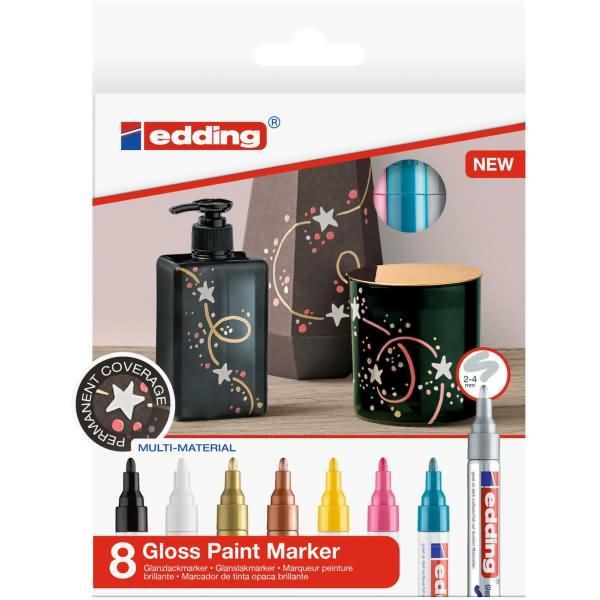 Actual product image Edding Gloss paint marker (Yellow, Golden, Silver, Light blue, Rose, White, Black, Copper, 4 mm, 8 x)